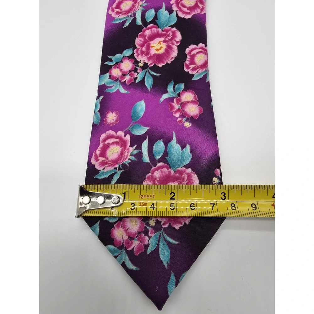 Haggar Purple Pink Floral Polyester Men's Tie Necktie 58